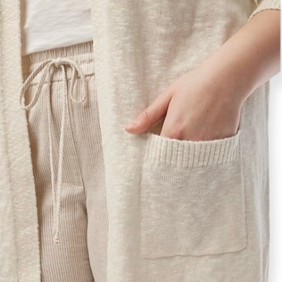 J. CREW Ivory Sweater Beach Duster Cardigan Lightweight Pockets NWT - Picture 6 of 10